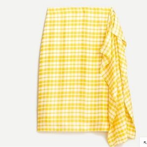 NWT J. Crew Ruffle Yellow Plaid Silk Skirt Sz 6